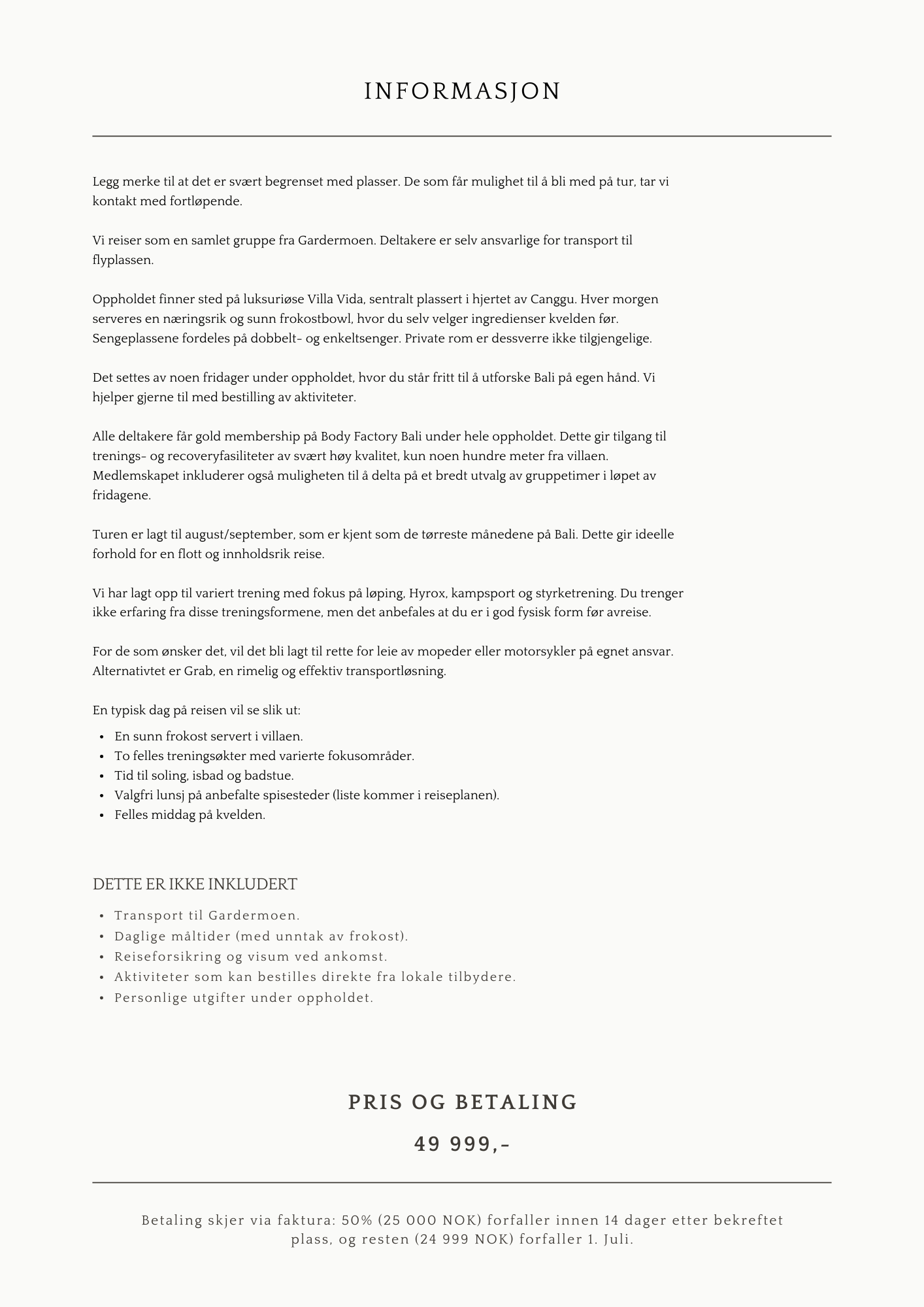 Treningsreise Bali 2026