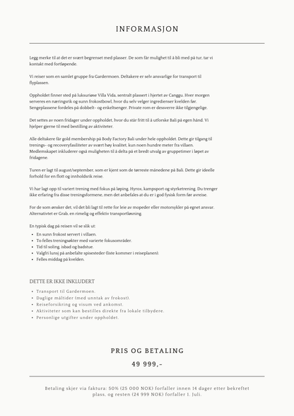 Treningsreise Bali 2026